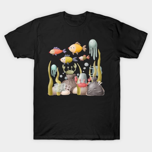 Plastic waste under water T-Shirt by CaptainPixel